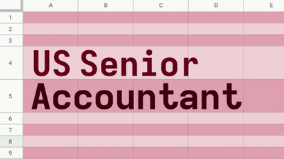 A set of spreadsheet rows, with the text "US Senior Accountant" sitting within them.